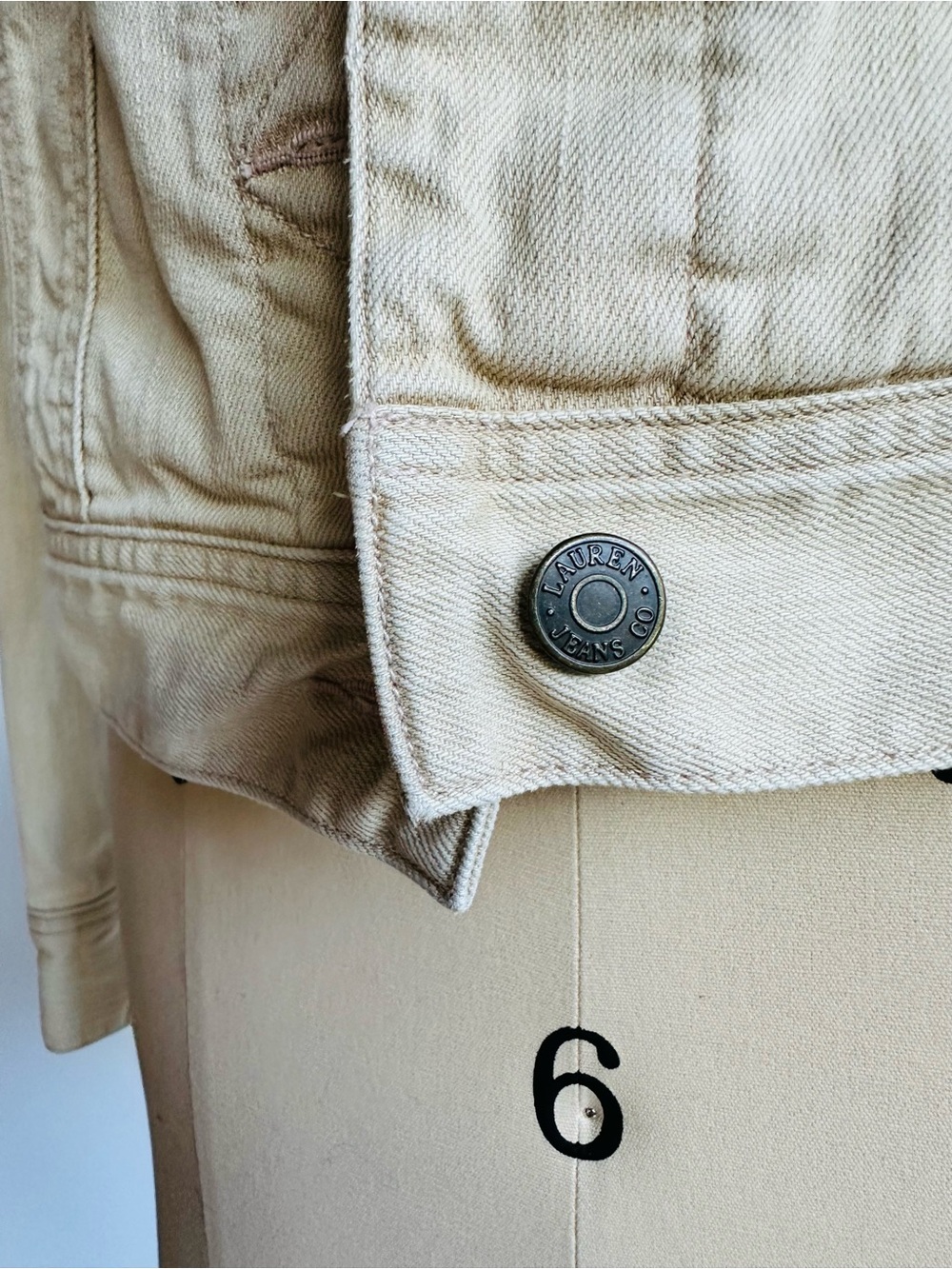 Vintage Ralph Lauren Beige Denim Trucker Jacket Neutral Preppy Capsule Boho - Picture 7 of 10